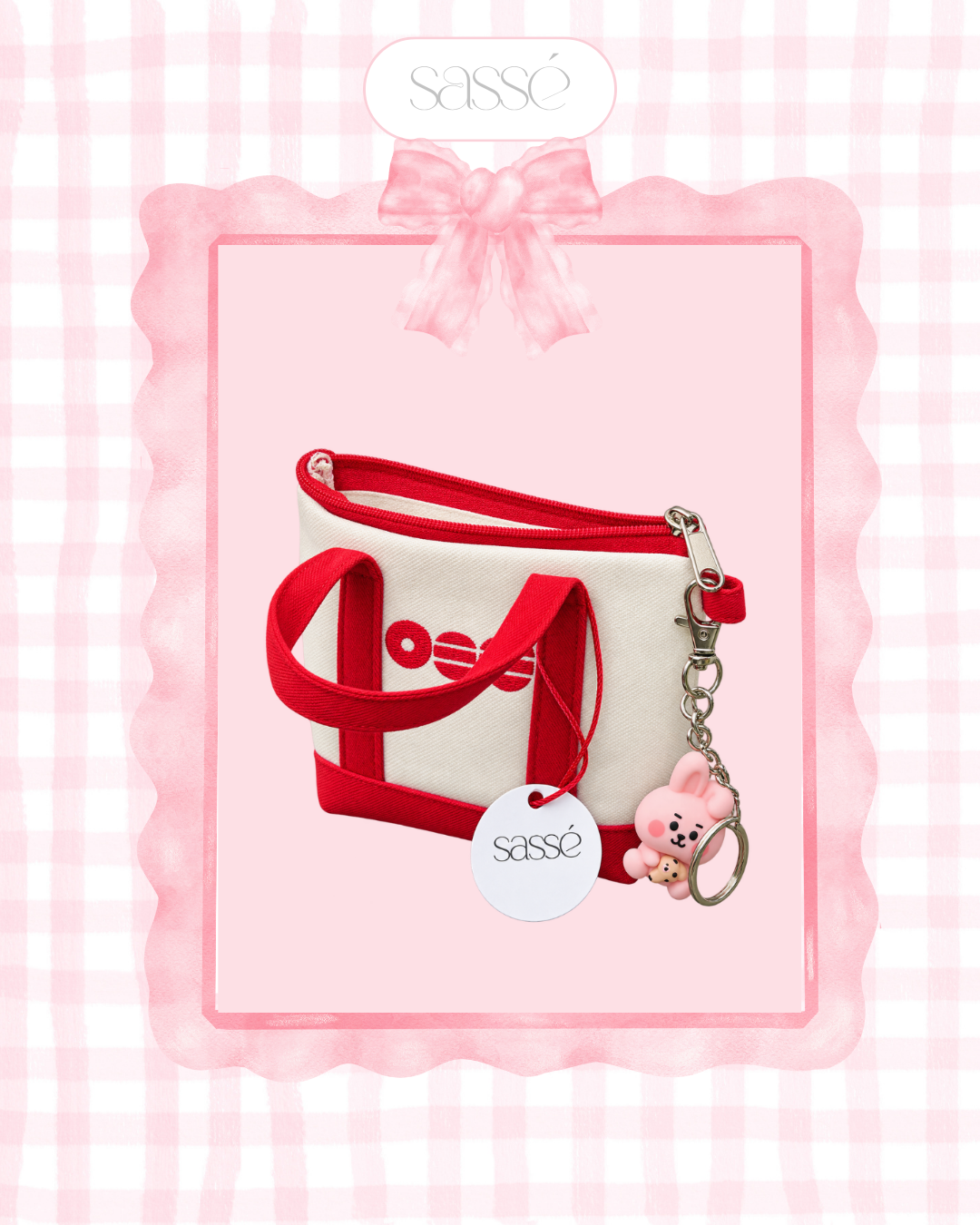 BTS-Inspired Mini Embroidered Tote Bag Set with BT21 Keychain & Mini Fan Picket